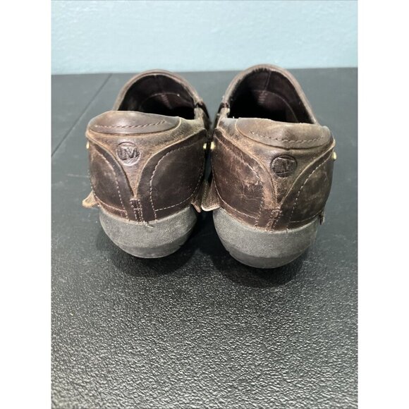 Merrell Shoes Womens Sz 9 Luxe Wrap Brown Leather Slip On Comfort Clogs Nurse - Picture 6 of 9